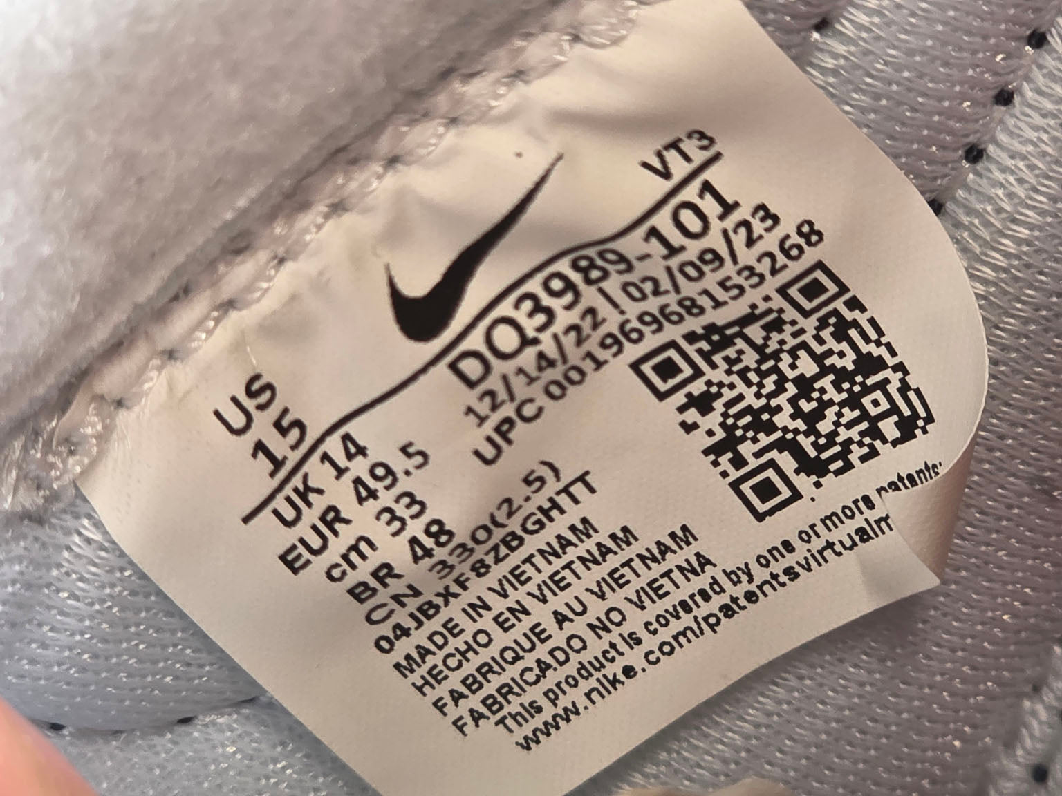 Nike Air Max 1 '86 OG Big Bubble "Obsidian" maat 49,5