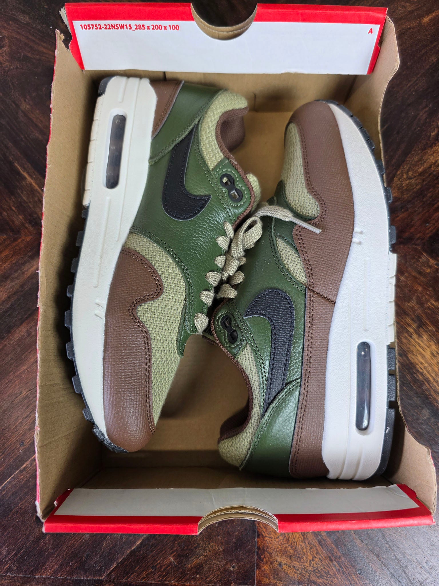 Nike Air Max 1 Neutral Olive Cacao Wow maat 38,5