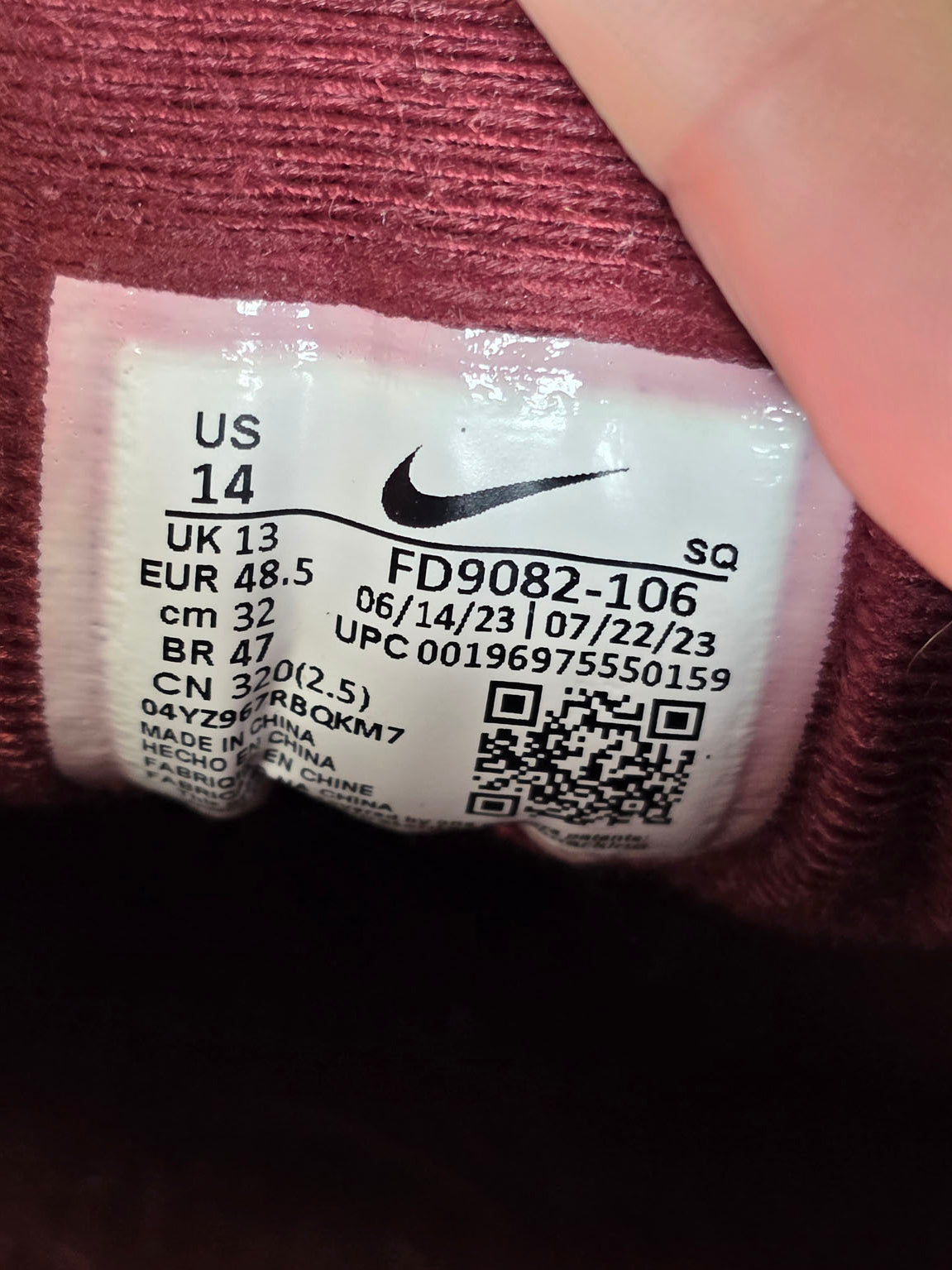 Nike Air Max 1 Dark Team Red maat 48,5