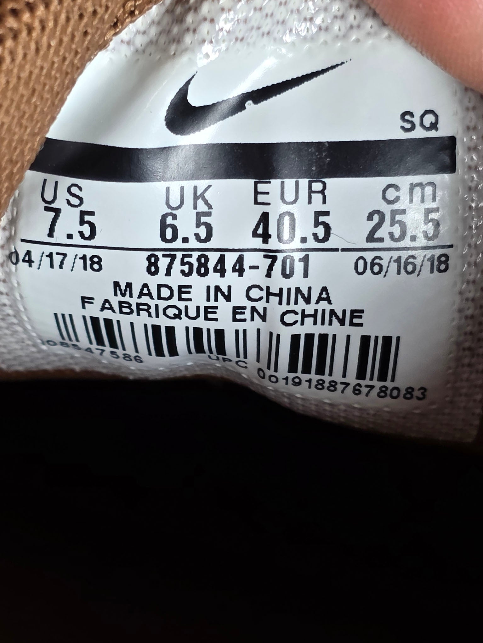 Nike Air Max 1 Wheat 2018 maat 40,5