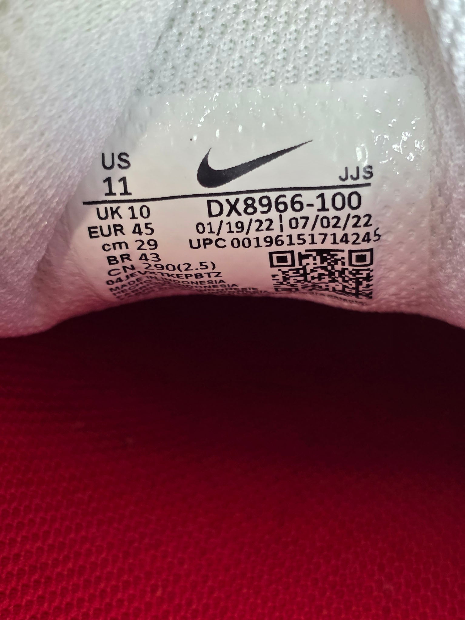 Nike Air Max 90 White University Red maat 45