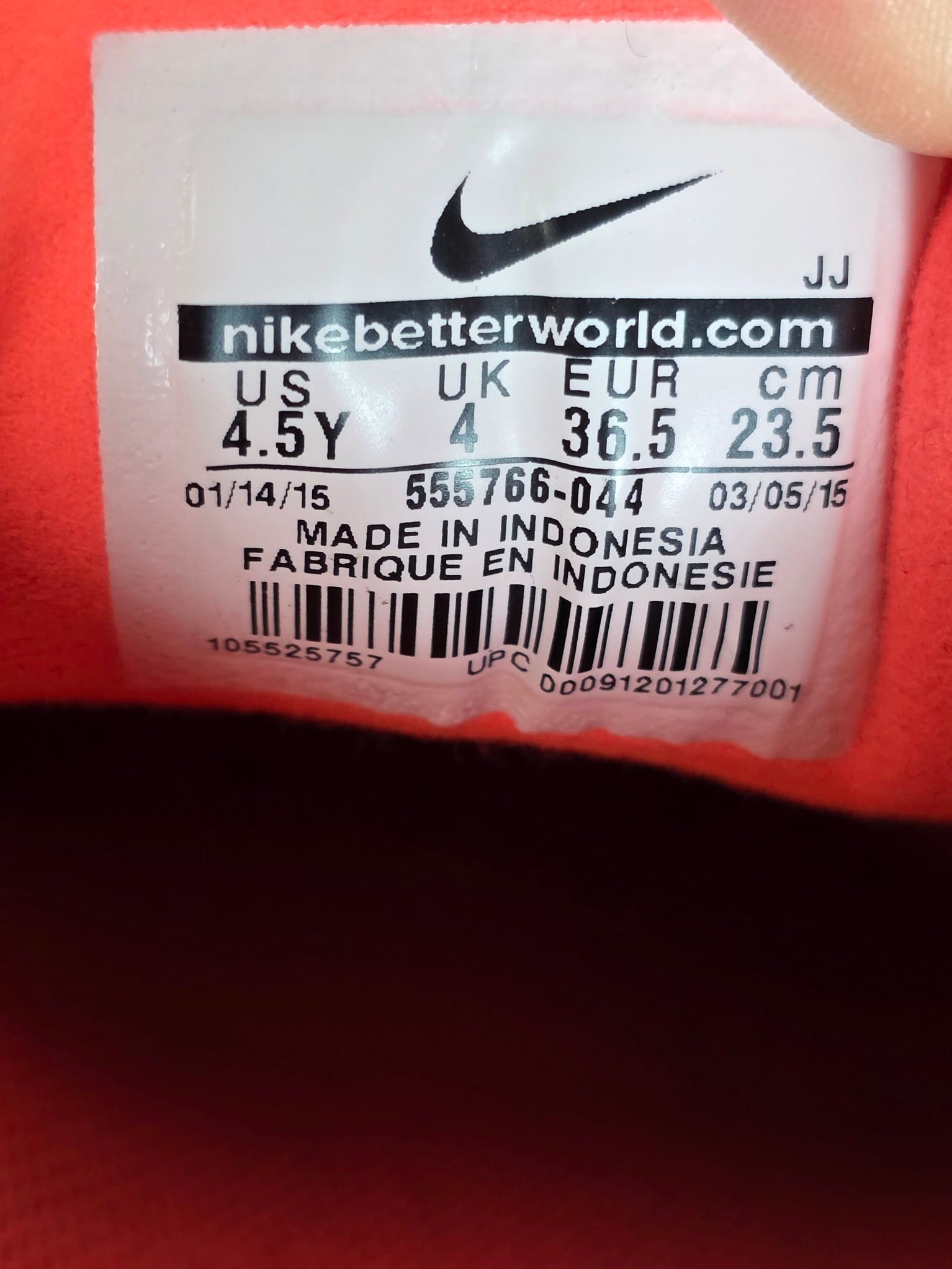 Nike Air Max 1 GS Dark Grey Hot Lava maat 36,5