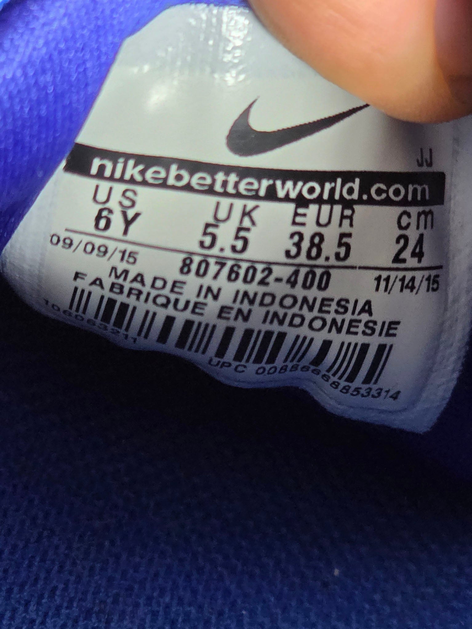 Nike Air Max 1 GS Hyper Cobalt Blue maat 38,5