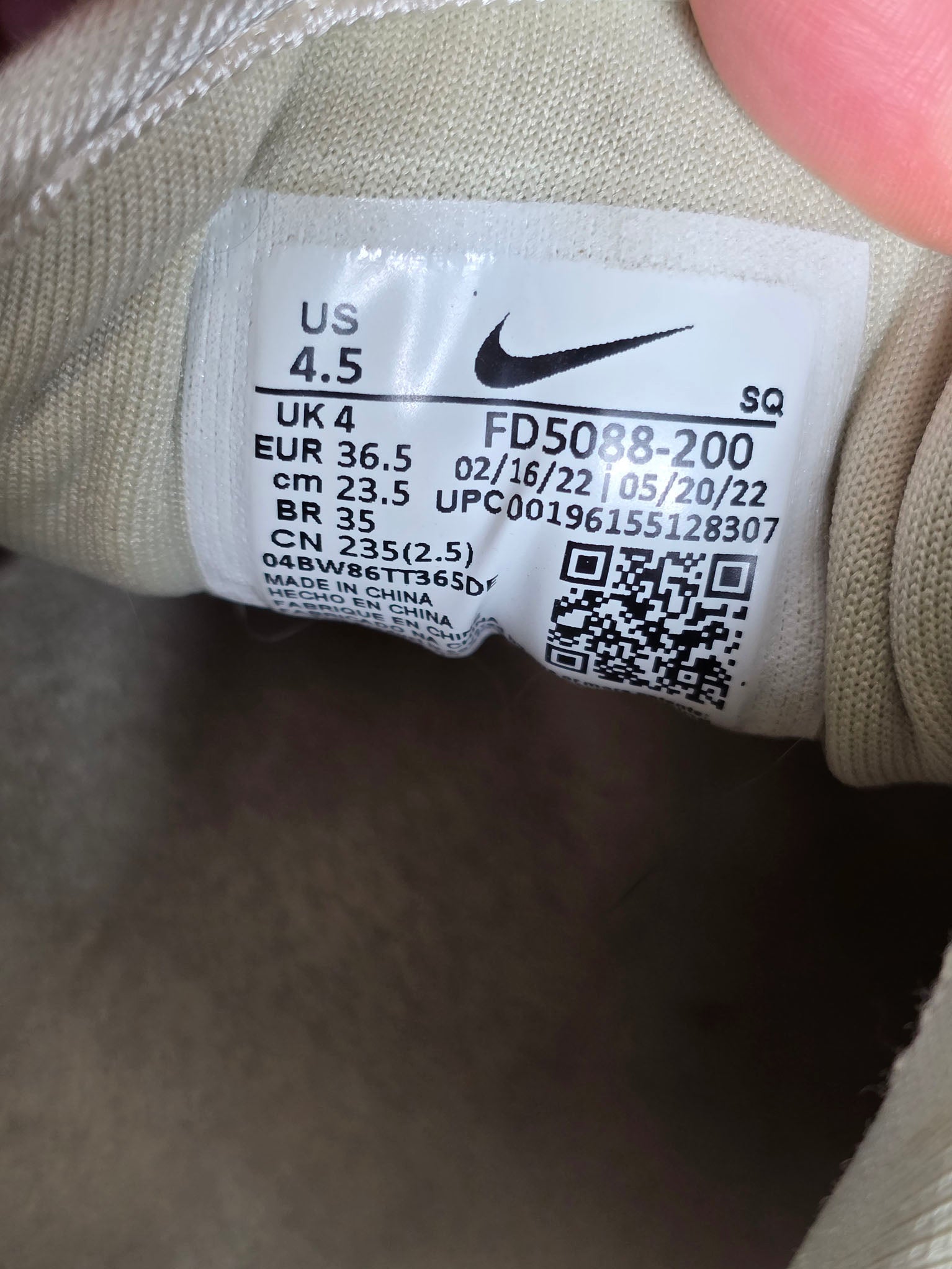 Nike Air Max 1 Crepe Hemp maat 36,5