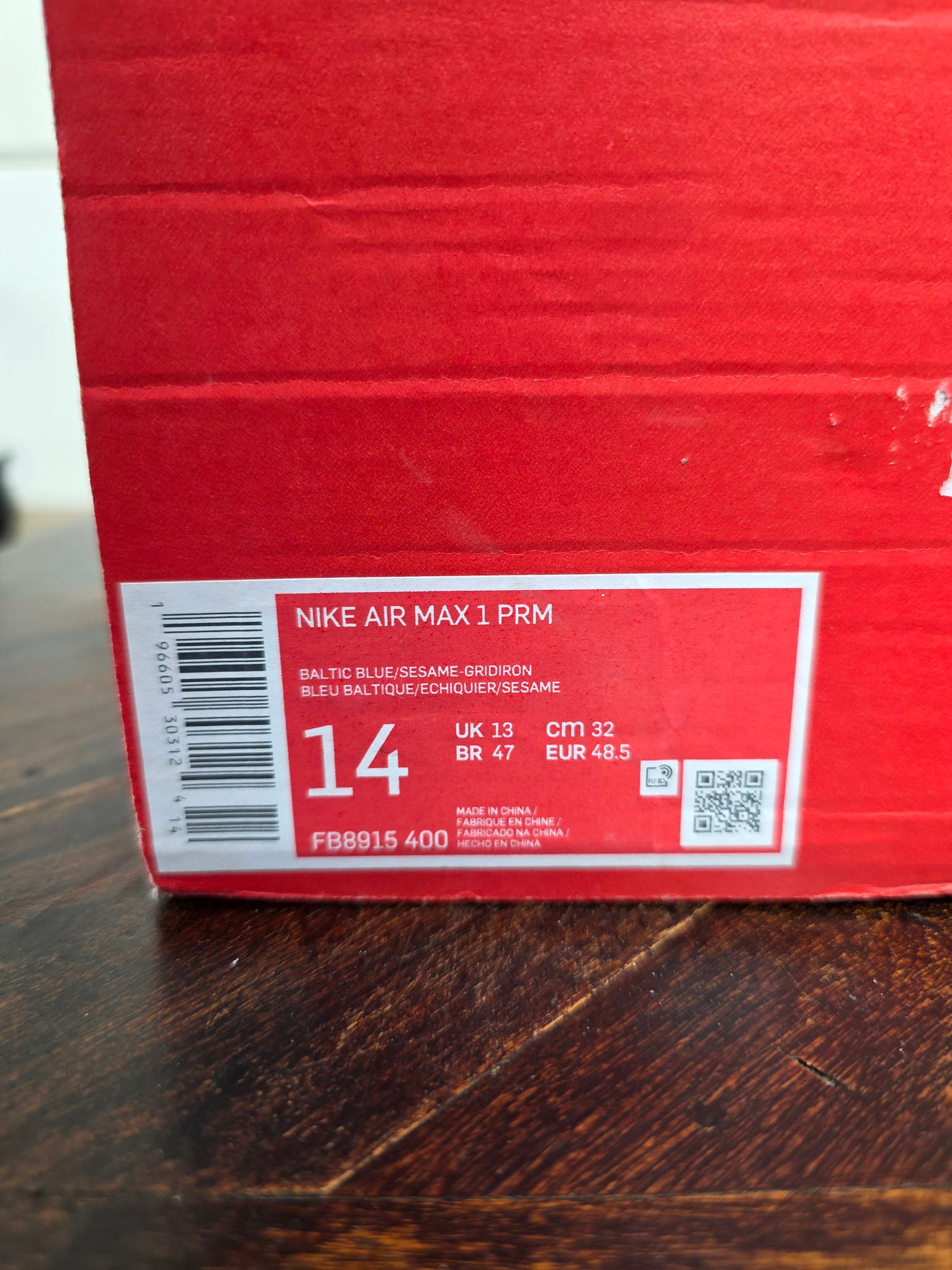 Nike Air Max 1 PRM Blue Corduroy maat 48,5
