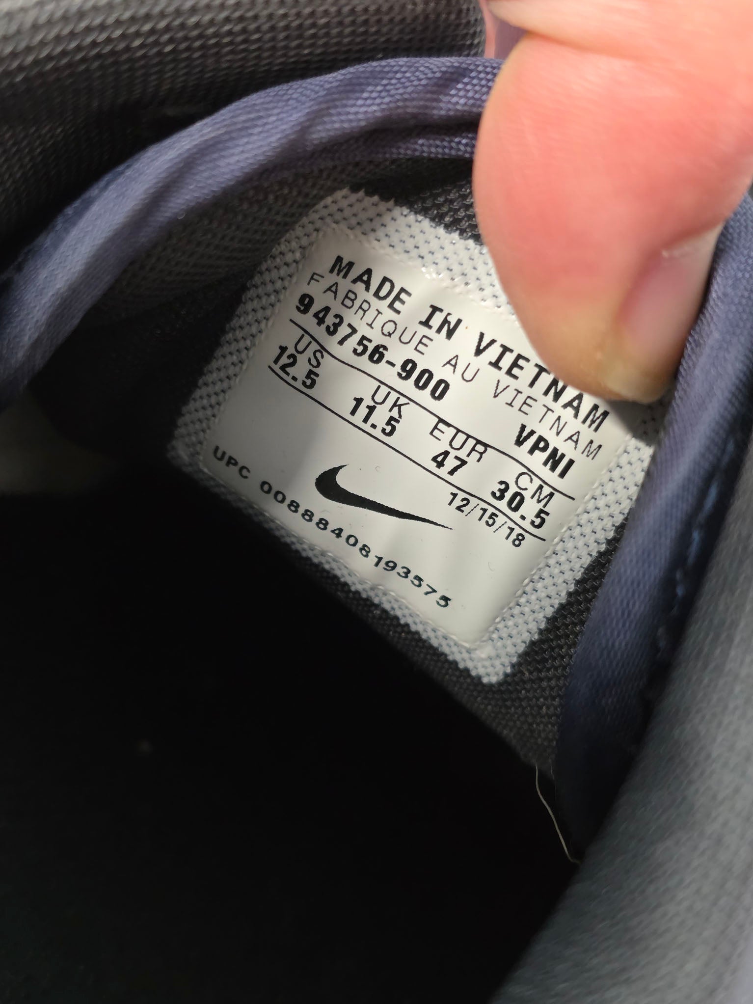 Nike Air Max 1 Blue Black maat 47