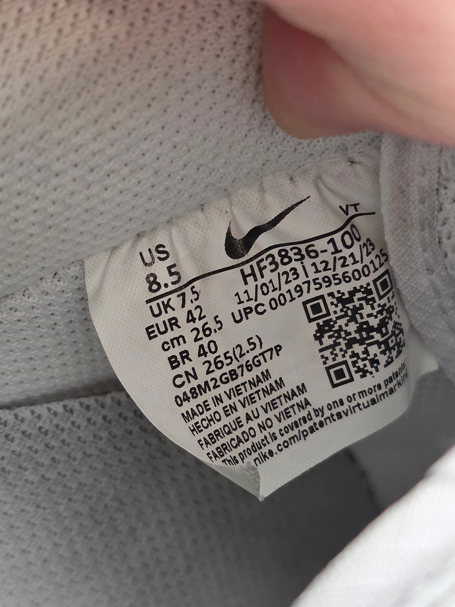 Nike Air Force 1 '07 White Blue maat 42