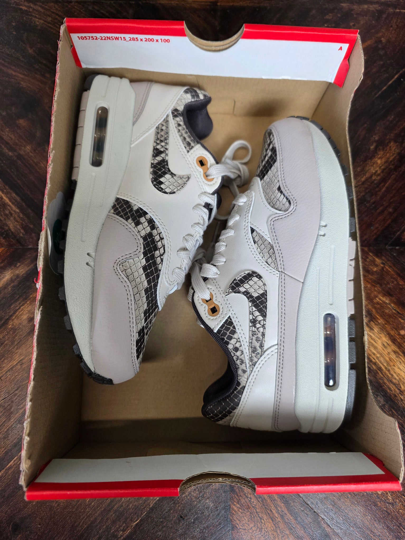 Nike Air Max 1 Snakeskin Light Orewood Brown maat 35,5