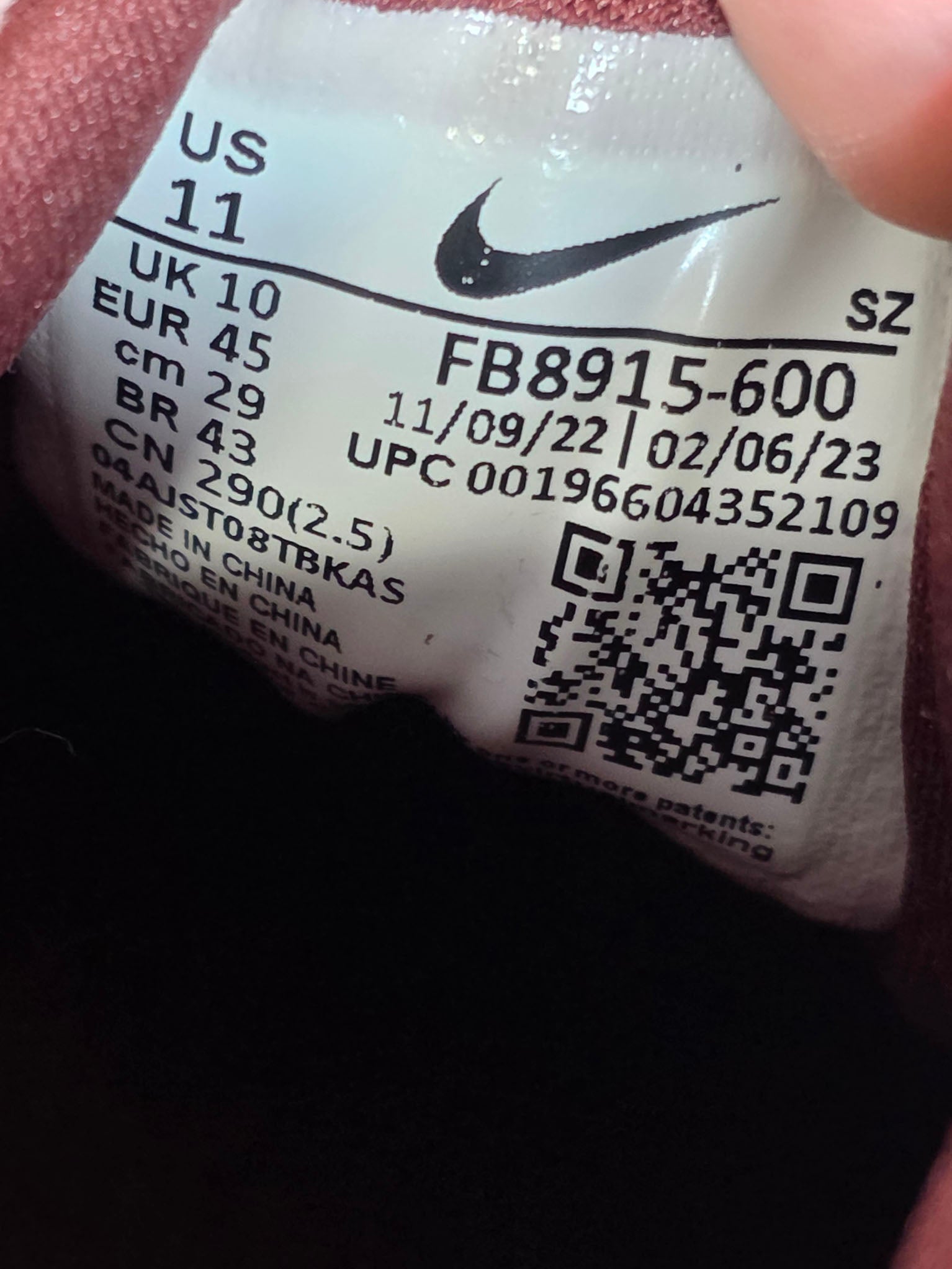 Nike Air Max 1 Coral Stardust Corduroy maat 45