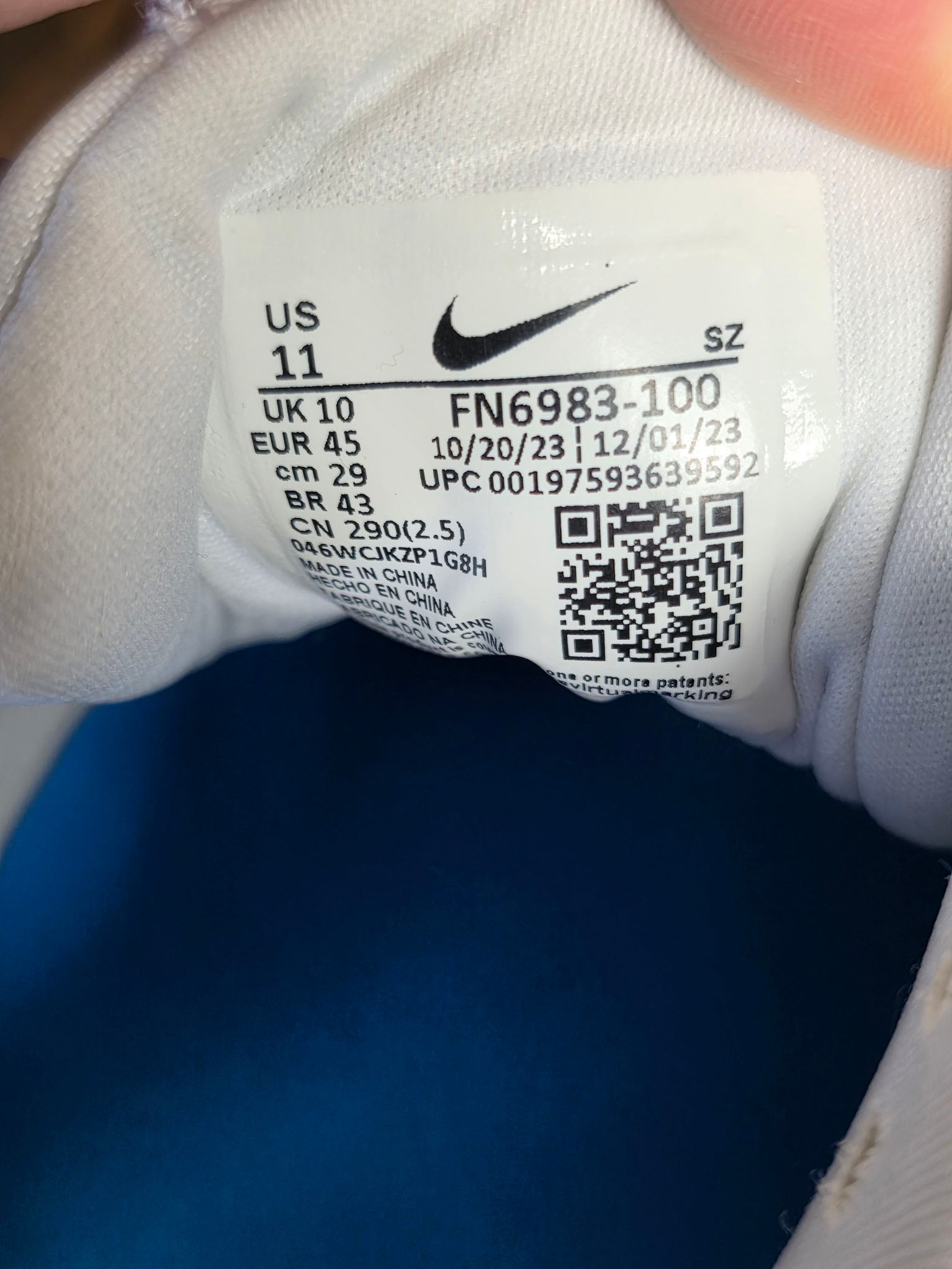 Nike Air Max 1 SC Sail maat 45