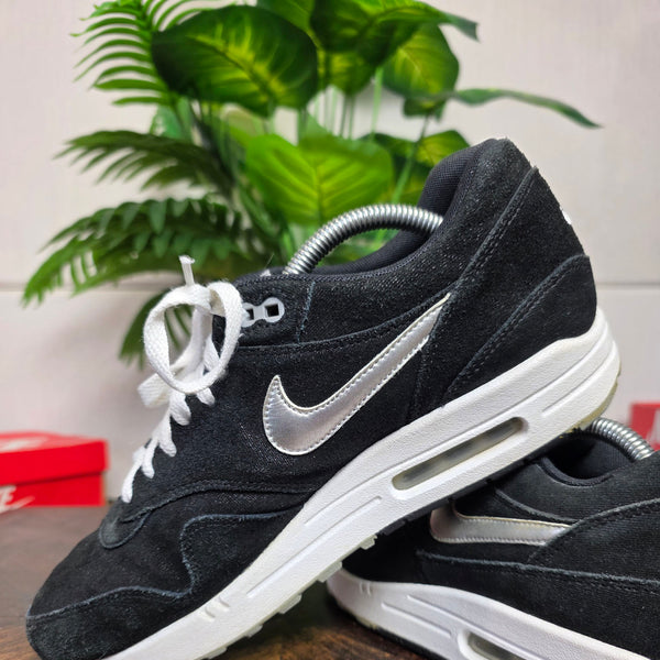 Nike Air Max 1 Premium Black Metallic Silver White maat 42,5