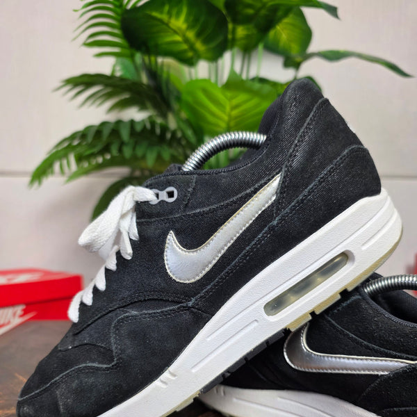 Nike Air Max 1 Premium Black Metallic Silver White maat 42,5