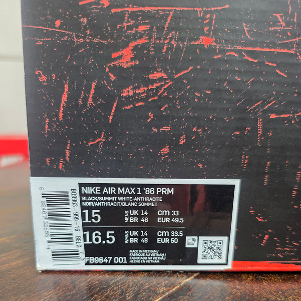 Nike Air Max 1 '86 Big Bubble Black Denim maat 49,5