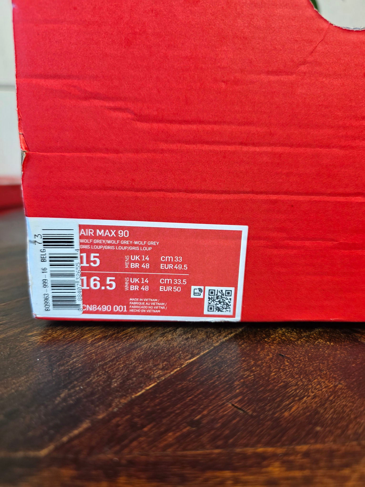 Nike Air Max 90 Recraft Wolf Grey maat 49,5