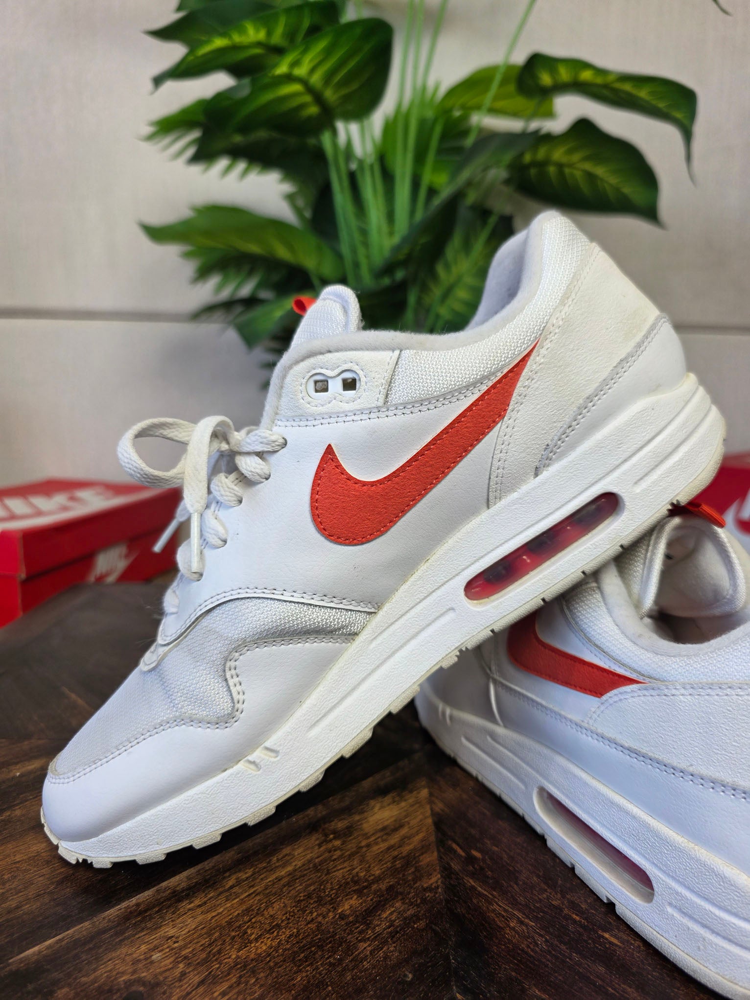 Nike Air Max 1 Tongue Tab White Team Orange maat 46