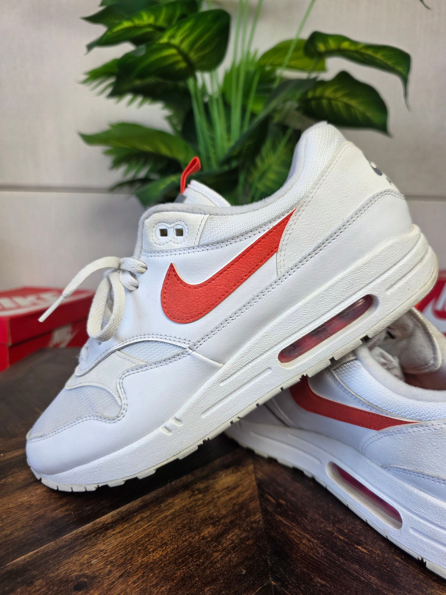 Nike Air Max 1 Tongue Tab White Team Orange maat 46