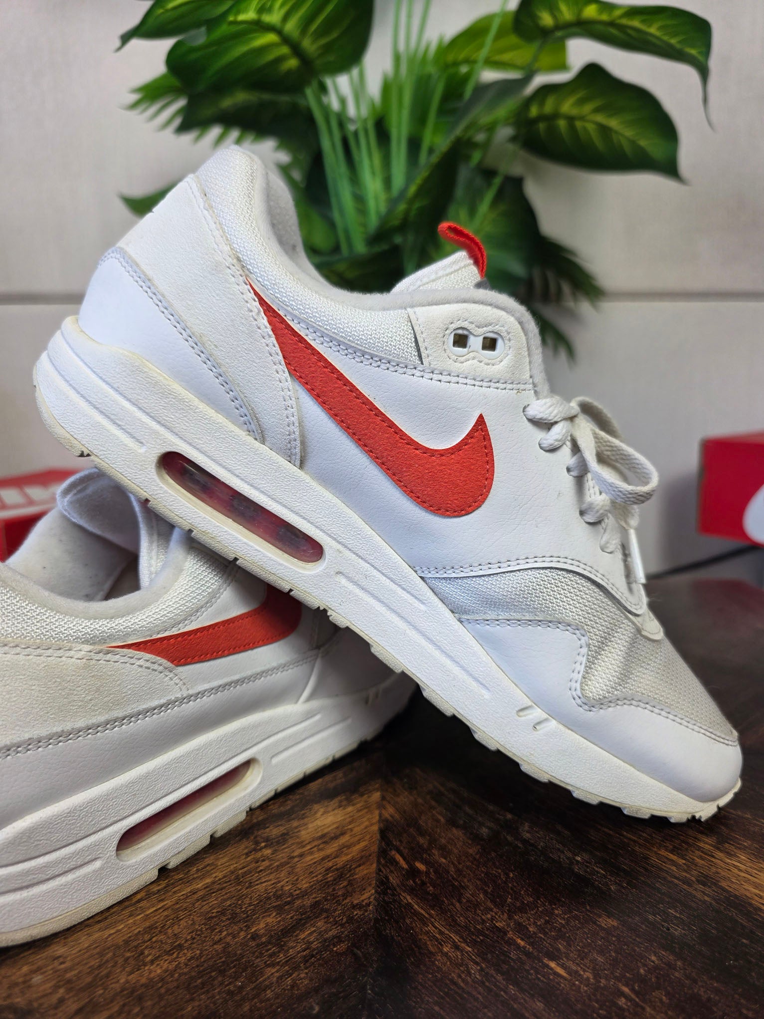 Nike Air Max 1 Tongue Tab White Team Orange maat 46