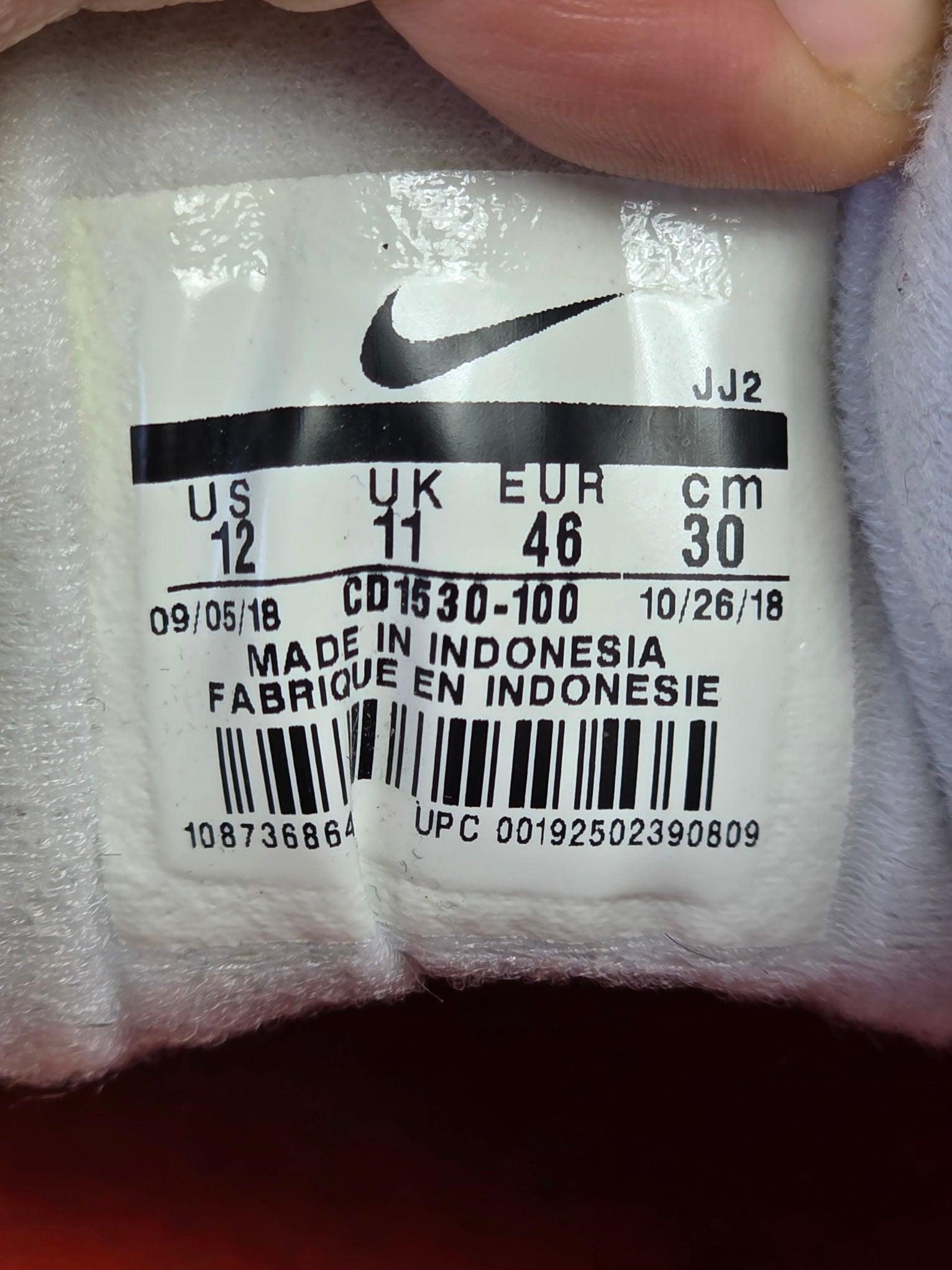 Nike Air Max 1 Tongue Tab White Team Orange maat 46