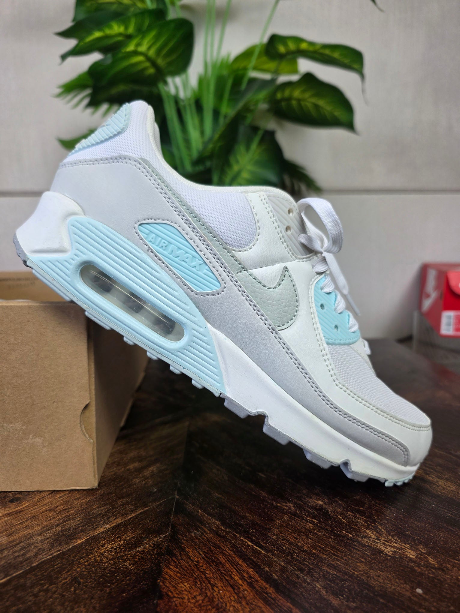 Nike Air Max 90 White "Glacier Blue" maat 44,5