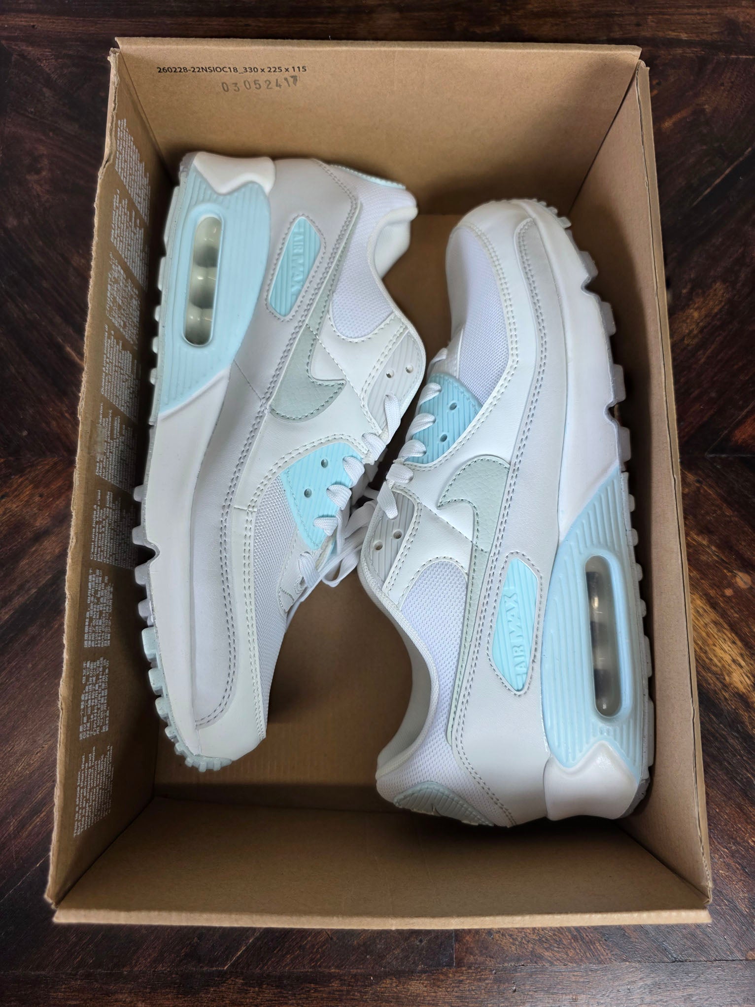 Nike Air Max 90 White "Glacier Blue" maat 44,5
