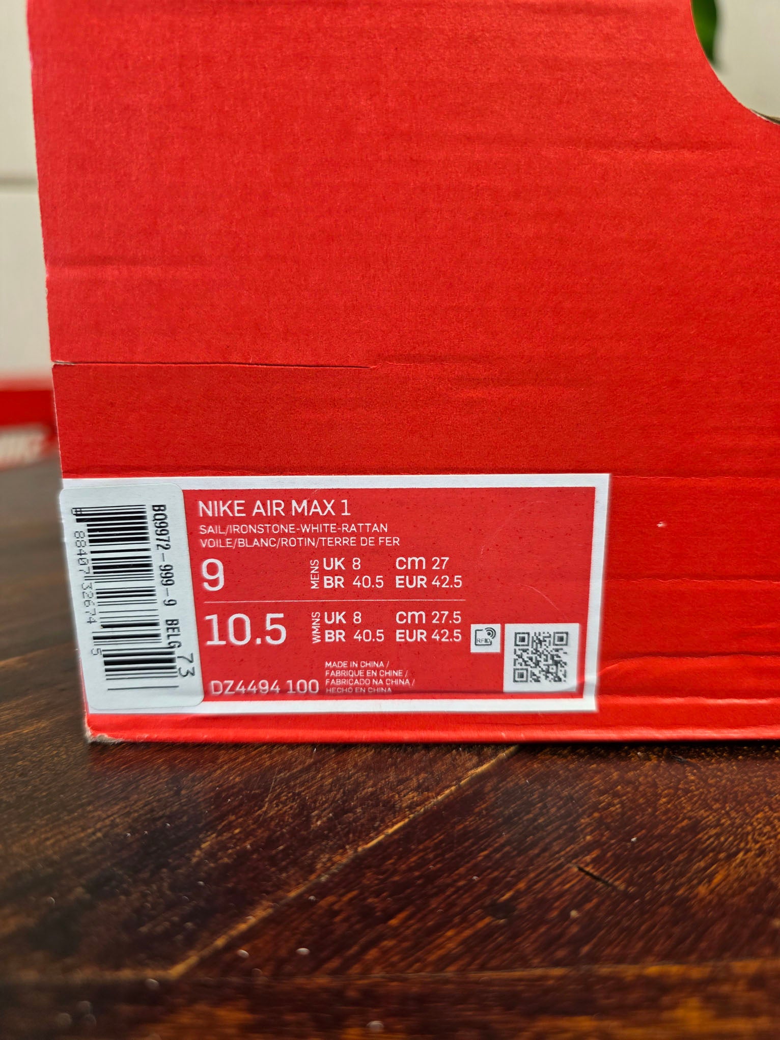 Nike Air Max 1 Sail Ironstone maat 42,5