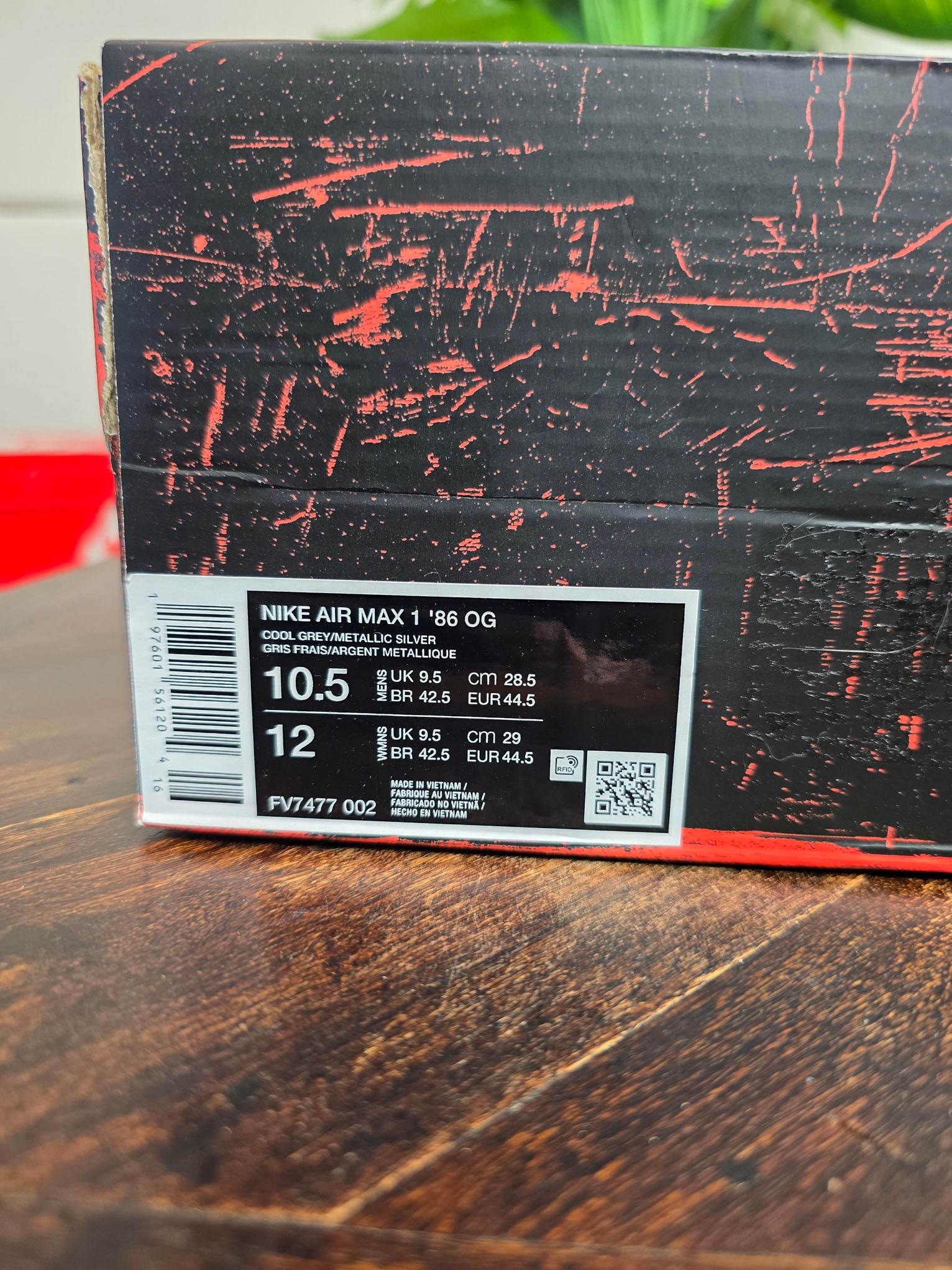Nike Air Max 1 '86 OG "Metallic Silver" maat 44,5
