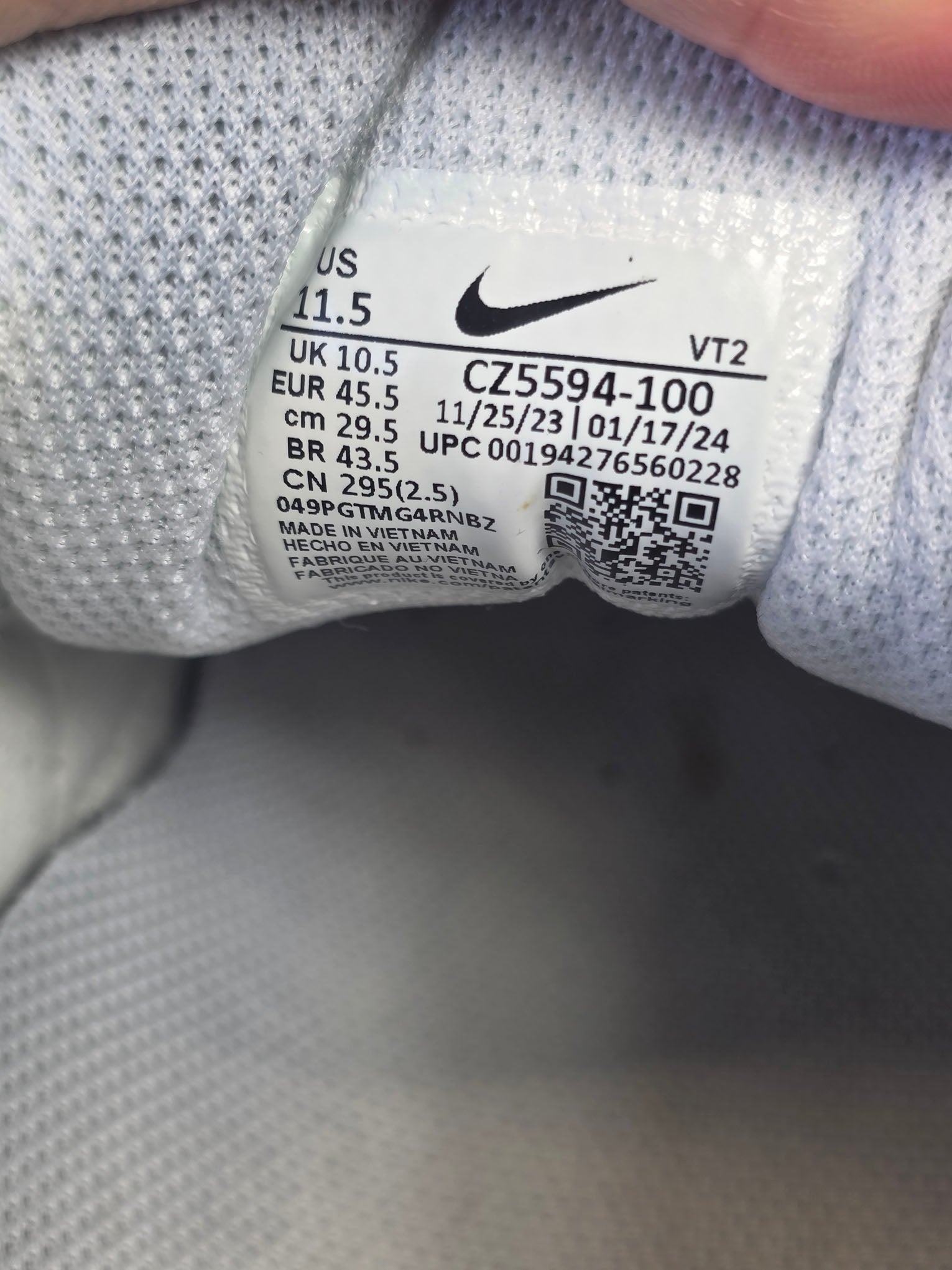 Nike Air Max 90 Triple White LTR maat 45,5